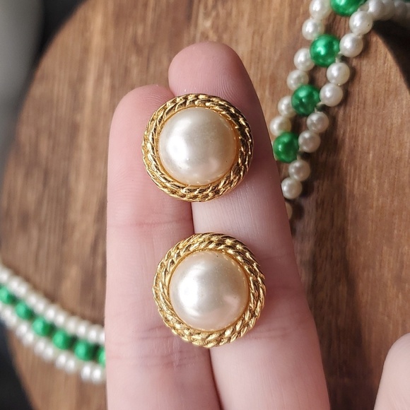 Pearl Jewelry - E957 faux pearl bulb estate‎ rope earrings for pierced ears